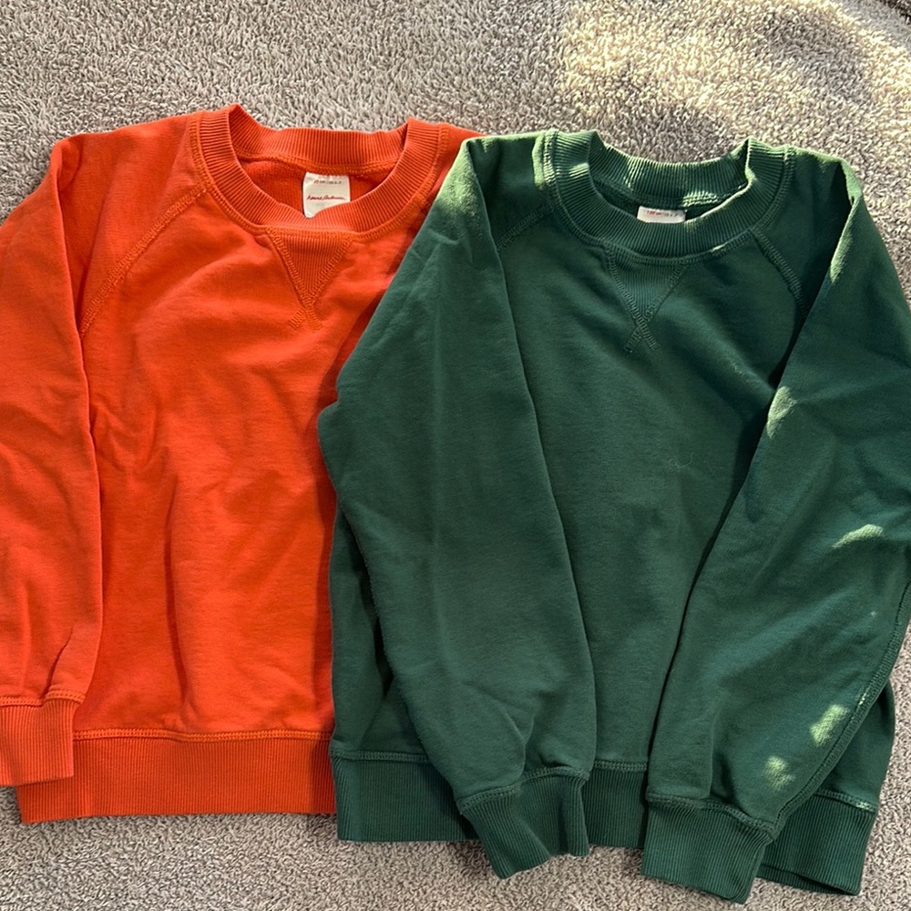 Tow boys Hanna Andersson Green Crewneck Sweaters Soft and Warm